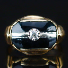 Load image into Gallery viewer, Vintage onyx and diamond ring in yellow gold