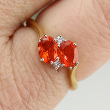 Load image into Gallery viewer, Estate fire opal and diamond ring in 18k yellow gold