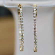 Load image into Gallery viewer, 0.955ctw Lab Grown diamond oval hoops in 14k yellow gold