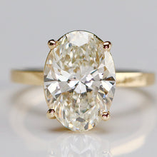 Load image into Gallery viewer, 5.05ct H/VS1 oval cut lab grown solitaire diamond ring in 14k yellow gold