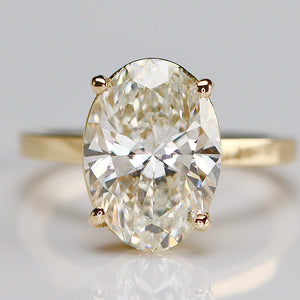 5.05ct H/VS1 oval cut lab grown solitaire diamond ring in 14k yellow gold