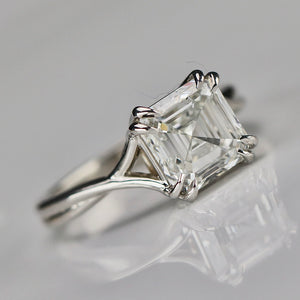 MANOR ROYAL: The Aurora - 3.14ct Asscher cut lab grown diamond ring in 14k white gold