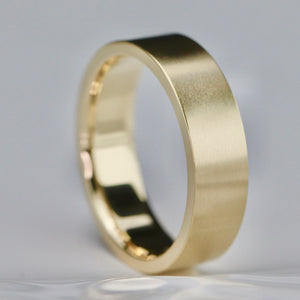 CUSTOM ORDER: Silk finish wedding band with 10k yellow gold