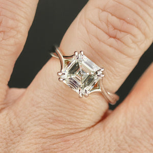 MANOR ROYAL: The Aurora - 3.14ct Asscher cut lab grown diamond ring in 14k white gold