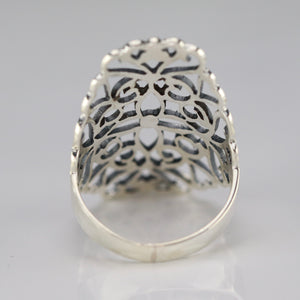 Large sterling silver filigree ring