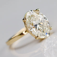 Load image into Gallery viewer, 5.05ct H/VS1 oval cut lab grown solitaire diamond ring in 14k yellow gold