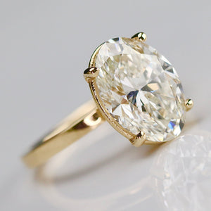 5.05ct H/VS1 oval cut lab grown solitaire diamond ring in 14k yellow gold