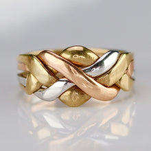 Load image into Gallery viewer, SALE! Vintage puzzle ring in tri-tone gold