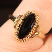 Load image into Gallery viewer, Oval black onyx vintage gold ring in yellow  gold by Manor Jewels