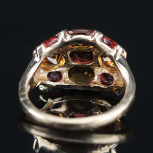 Vintage Citrine and garnet ring in yellow gold