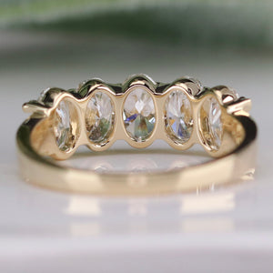 Lab grown 1.95ctw 5 stone oval diamond band ring in 14k yellow gold