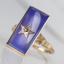 Load image into Gallery viewer, Vintage Eastern star chalcedony  ring in yellow gold