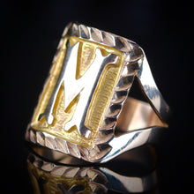 Load image into Gallery viewer, Vintage signet ring with letter M in yellow gold from Manor Jewels