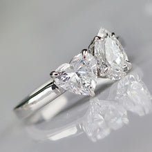 Load image into Gallery viewer, 2ctw lab grown toi et moi 2 stone diamond ring in 14k white gold