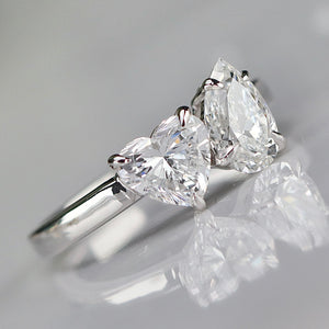 2ctw lab grown toi et moi 2 stone diamond ring in 14k white gold