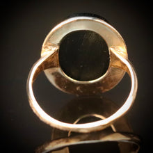 Load image into Gallery viewer, Oval black onyx vintage gold ring in yellow and white gold by Manor Jewels