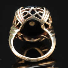 Load image into Gallery viewer, Large oval vintage black onyx and diamond ring in yellow gold ring