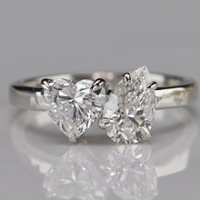 Load image into Gallery viewer, 2ctw lab grown toi et moi 2 stone diamond ring in 14k white gold