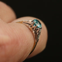 Load image into Gallery viewer, Vintage blue zircon ring in yellow and white gold from Manor Jewels