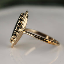 Load image into Gallery viewer, Vintage onyx navette ring in yellow gold