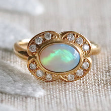 Load image into Gallery viewer, Estate Opal and diamond ring in 18k yellow gold