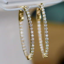 Load image into Gallery viewer, 0.955ctw Lab Grown diamond oval hoops in 14k yellow gold