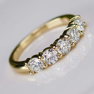 SPECIAL: Lab grown 1.255ctw 5 stone diamond band ring in 14k yellow gold