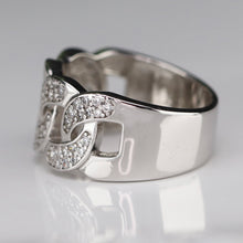 Load image into Gallery viewer, Sterling silver CZ studded chain style ring