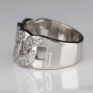 Sterling silver CZ studded chain style ring