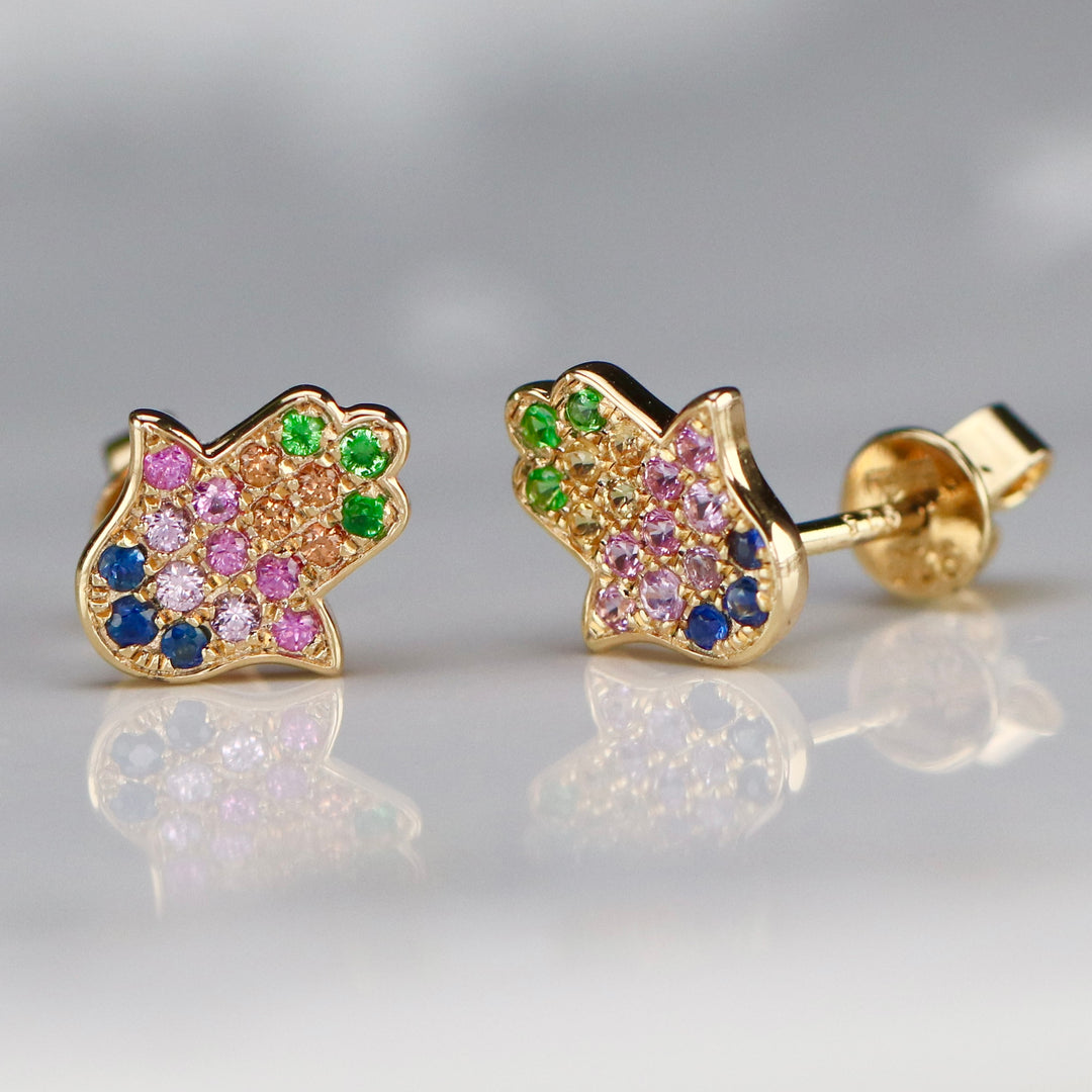 Hamsa multi colored sapphire earrings by Effy