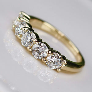 Lab grown 1.645ctw 5 stone diamond band ring in 14k yellow gold