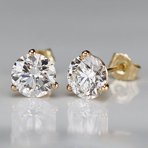 SPECIAL!  Lab grown 3.10ctw Diamond studs in 14k yellow gold