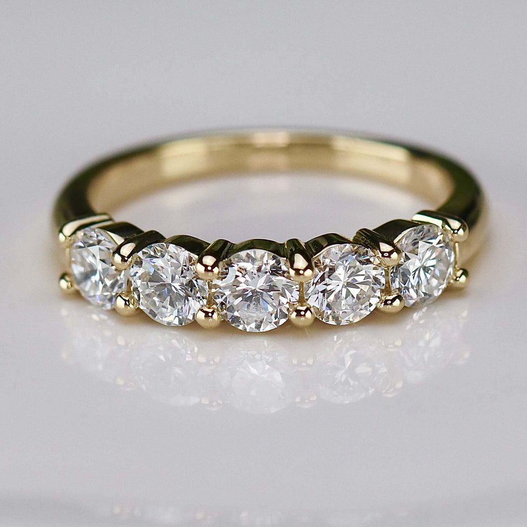 SPECIAL: Lab grown 1.255ctw 5 stone diamond band ring in 14k yellow gold