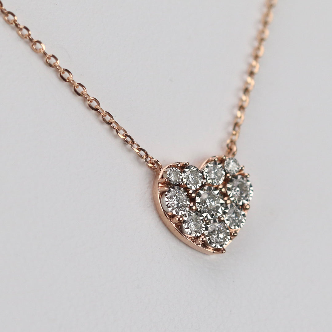 CLEARANCE! Diamond heart necklace in rose gold