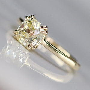 Triple Ideal AGS Antique Cushion cut 1.553ct P SI1 diamond ring in 14k