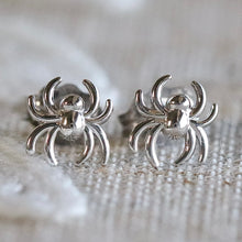 Load image into Gallery viewer, 14k white gold spider studs