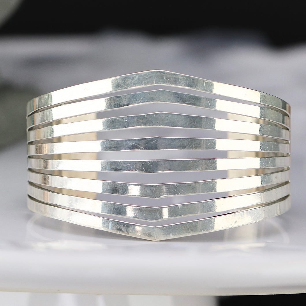 Sterling silver wide bangle