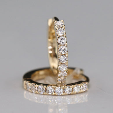 Lab Grown Diamond 12mm huggies in 14k yellow or white gold