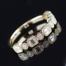 Load image into Gallery viewer, SALE!!  Emerald cut and round Diamond band in 14k yellow gold