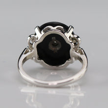 Load image into Gallery viewer, Vintage Onyx and diamond ring in white gold