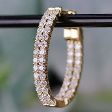 Load image into Gallery viewer, SPECIAL!  1.99ctw Lab Grown diamond oval hoops in 14k yellow gold