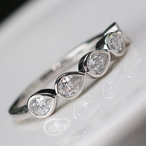 Lab grown 5 stone diamond band ring in 14k white gold