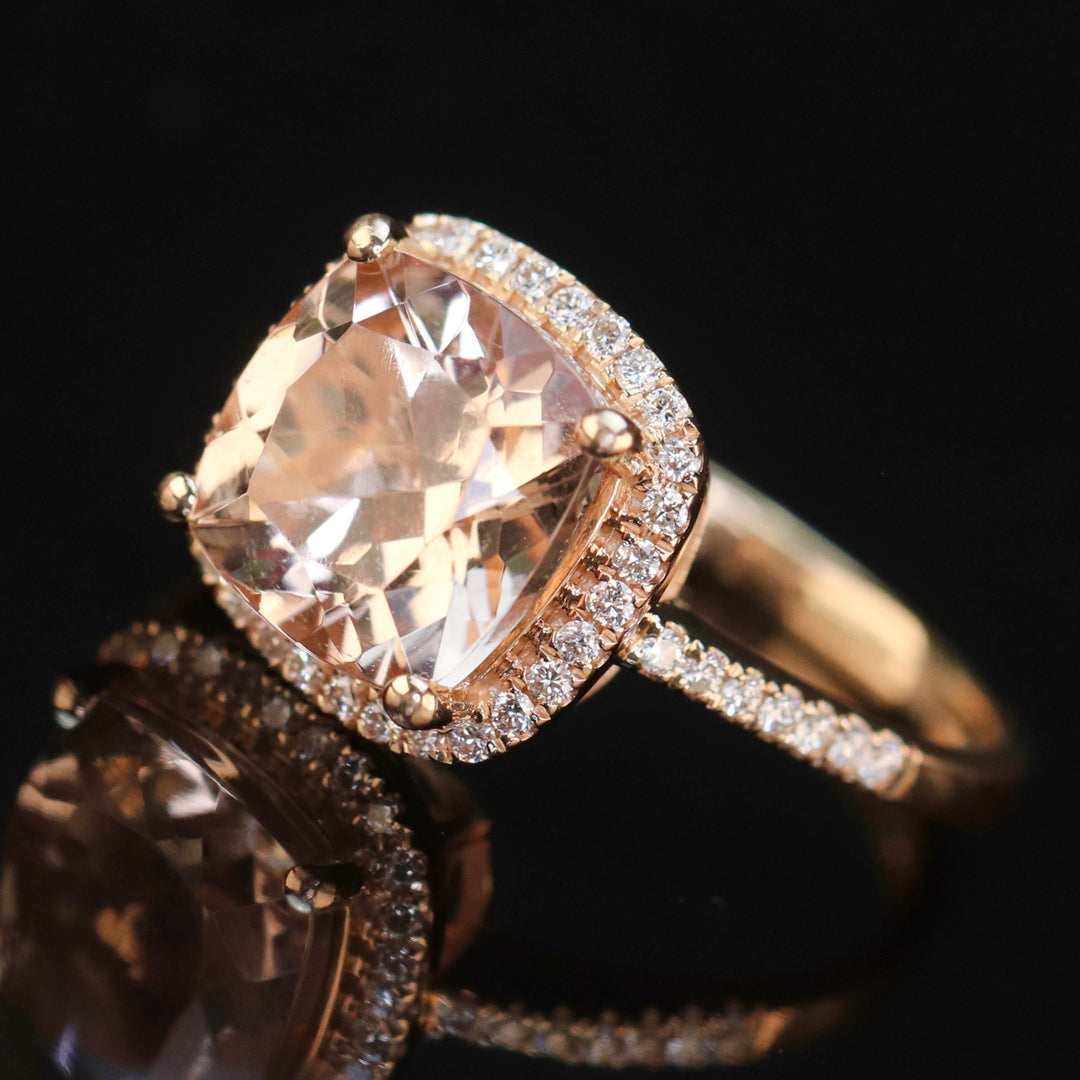 RESERVED FOR J:  PAYMENT 1: 50% OFF CLEARANCE!  3.02ct Morganite and diamond ring in 18k rose gold