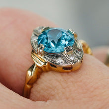 Load image into Gallery viewer, Find the perfect vintage blue zircon ring for any occasion on our website. Our antique blue zircon rings have been hand selected for quality and desirability.