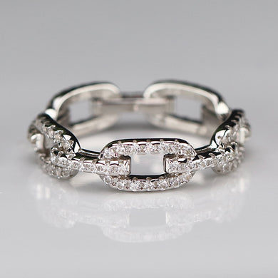 Sterling silver CZ studded paperclip band