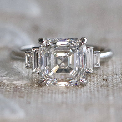 MANOR ROYAL: The Catherine - 4.40ct Asscher cut lab grown diamond ring in platinum