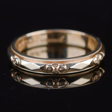 Load image into Gallery viewer, Vintage gold band ring with orange blossom pattern by Art Carved from Manor Jewels.