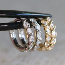 Load image into Gallery viewer, Lab Grown Diamond 9mm huggies in 14k yellow or white gold