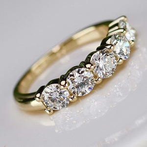 Lab grown 1.645ctw 5 stone diamond band ring in 14k yellow gold