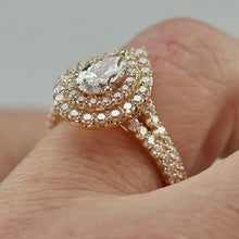 Load image into Gallery viewer, Vera Wang Designer Lab Grown pear diamond ring in 14k yellow gold